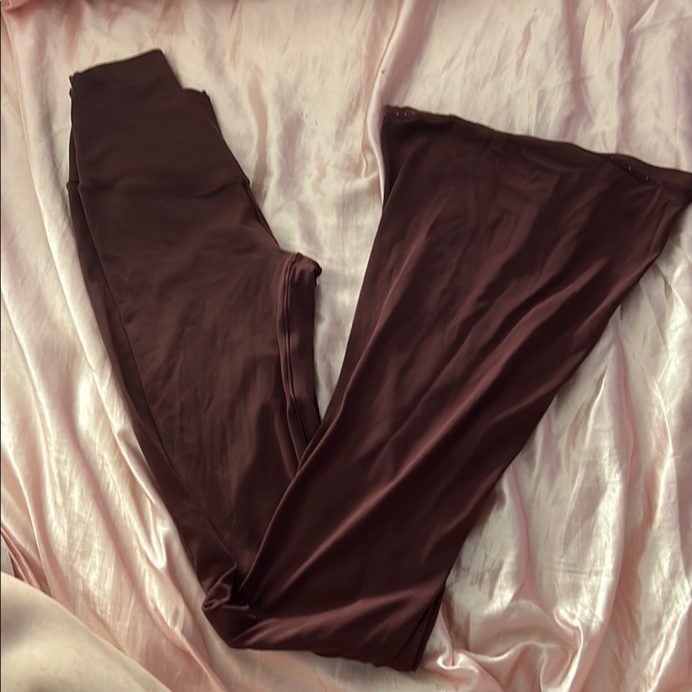 Aerie Maroon Flare Crossover Waist Leggings